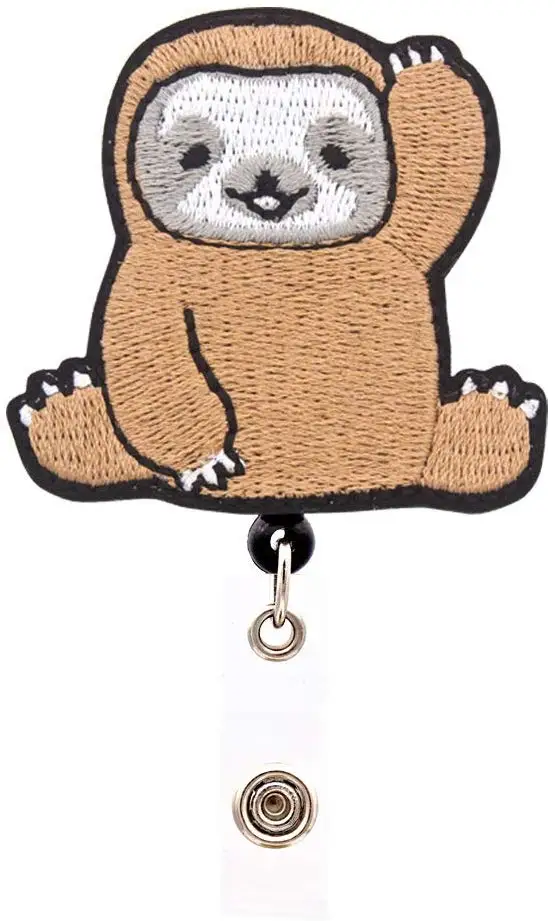 Amazon hot lanyard sloth magnetic cute name medical felt character retractable id card nurse badge holder