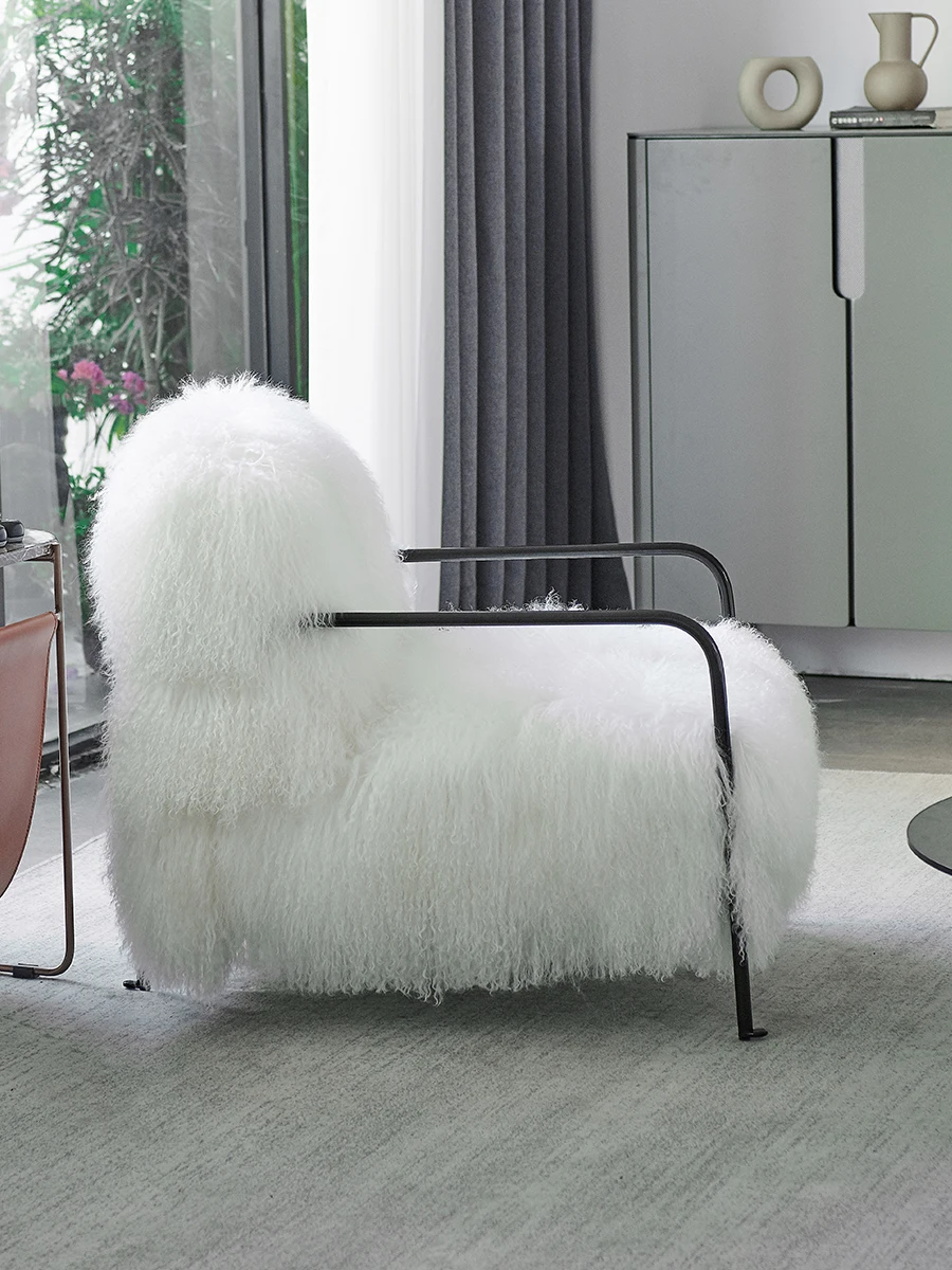Italian minimalist single-seat sofa chair wool designer sample room light luxury chair post-modern personality leisure chair