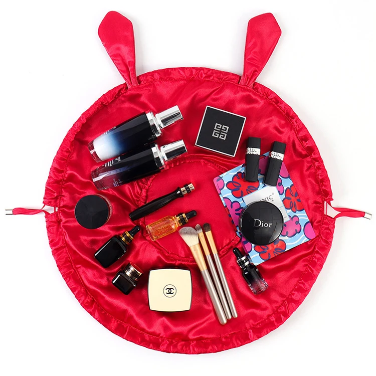 Пользовательская красочная рекламная бархатная сумка для макияжа с кроличьими ушками, ленивая косметичка на шнурке, косметичка