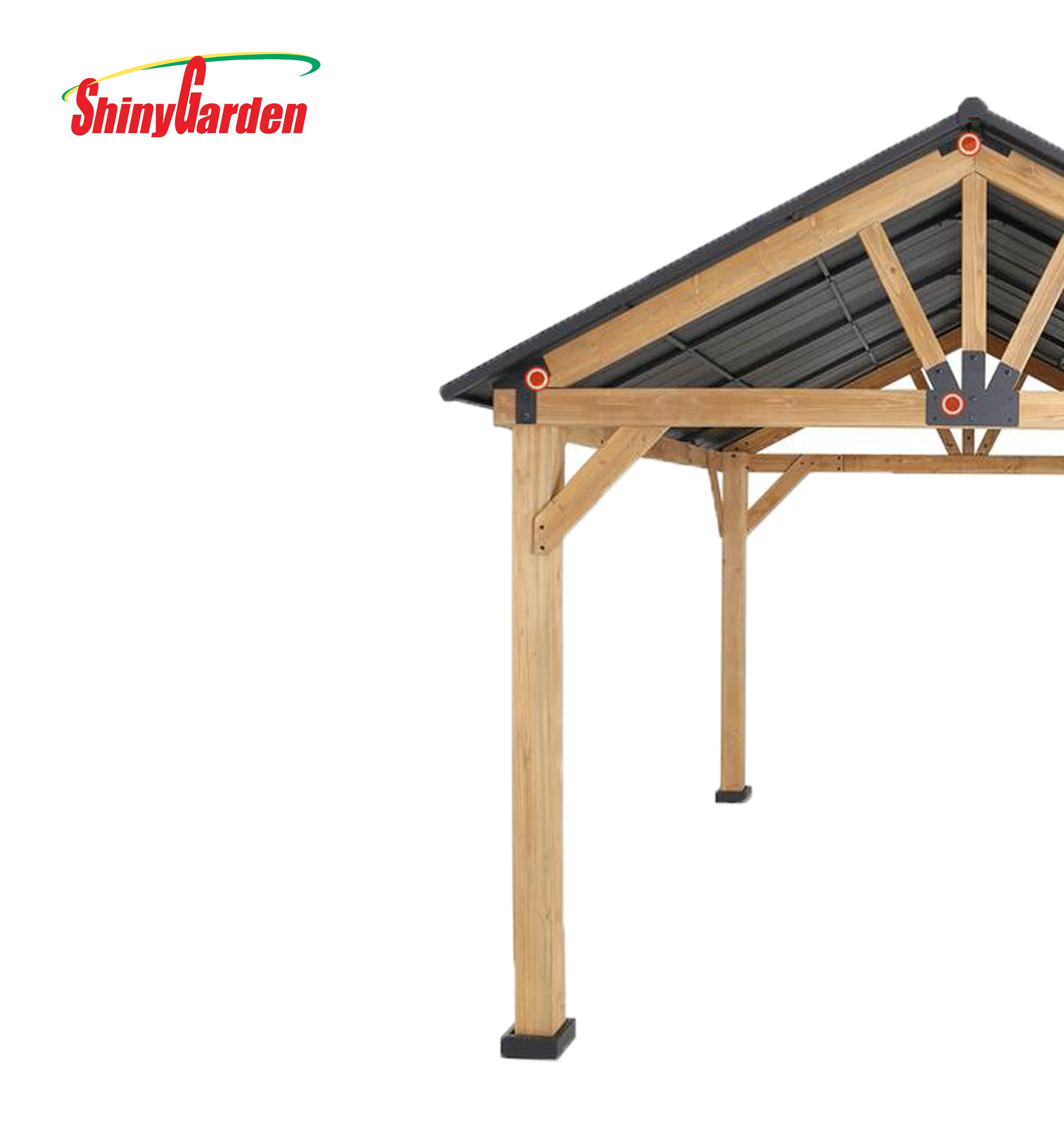 Outdoor Steel metal pole wooden tube garden wood Gazebo