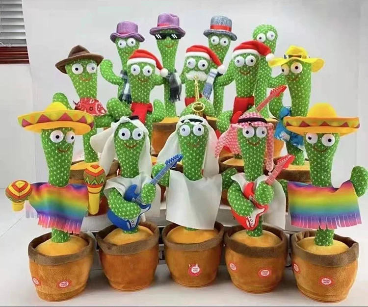 Best Seller Cute Plush Stuff Flowerpot Music Twisting Singing Dancing Cactus Kids Premium Electric Toys