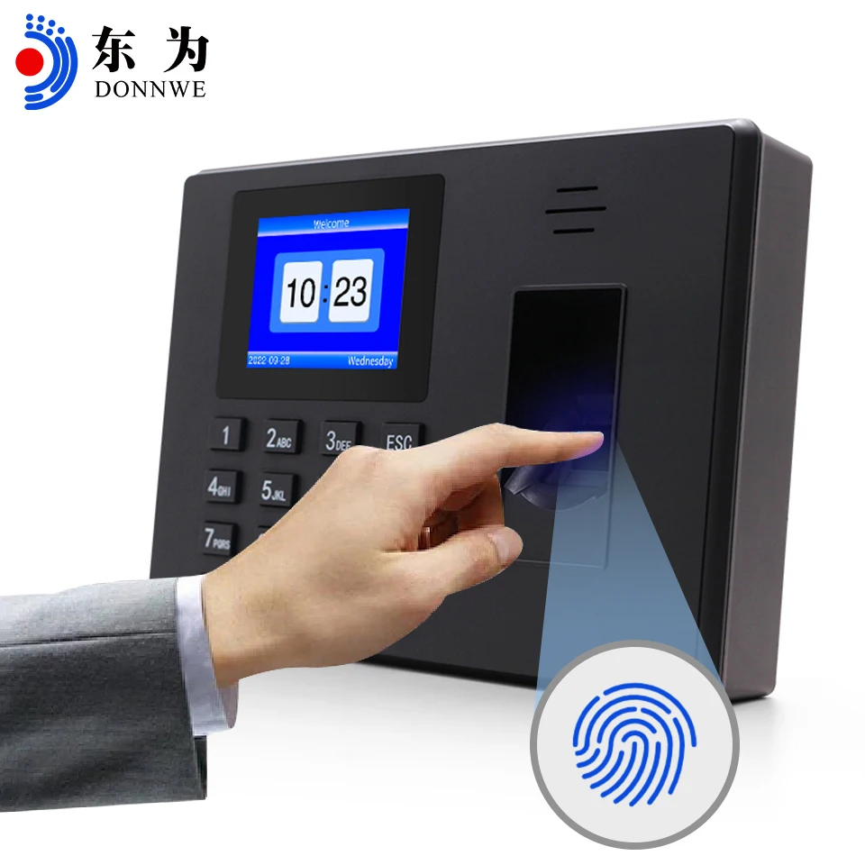 High Texture All Black Passwords/Fingerprint Recognition Muti-language Time Attendance Machine USB/Disk for Business F06