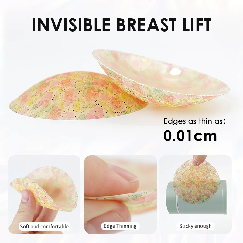 Reusable Invisible Pattern Silicone Nipple Cover Self Adhesive Breast Chest Bra Lift Pasties Pad Mat Stickers for Woman