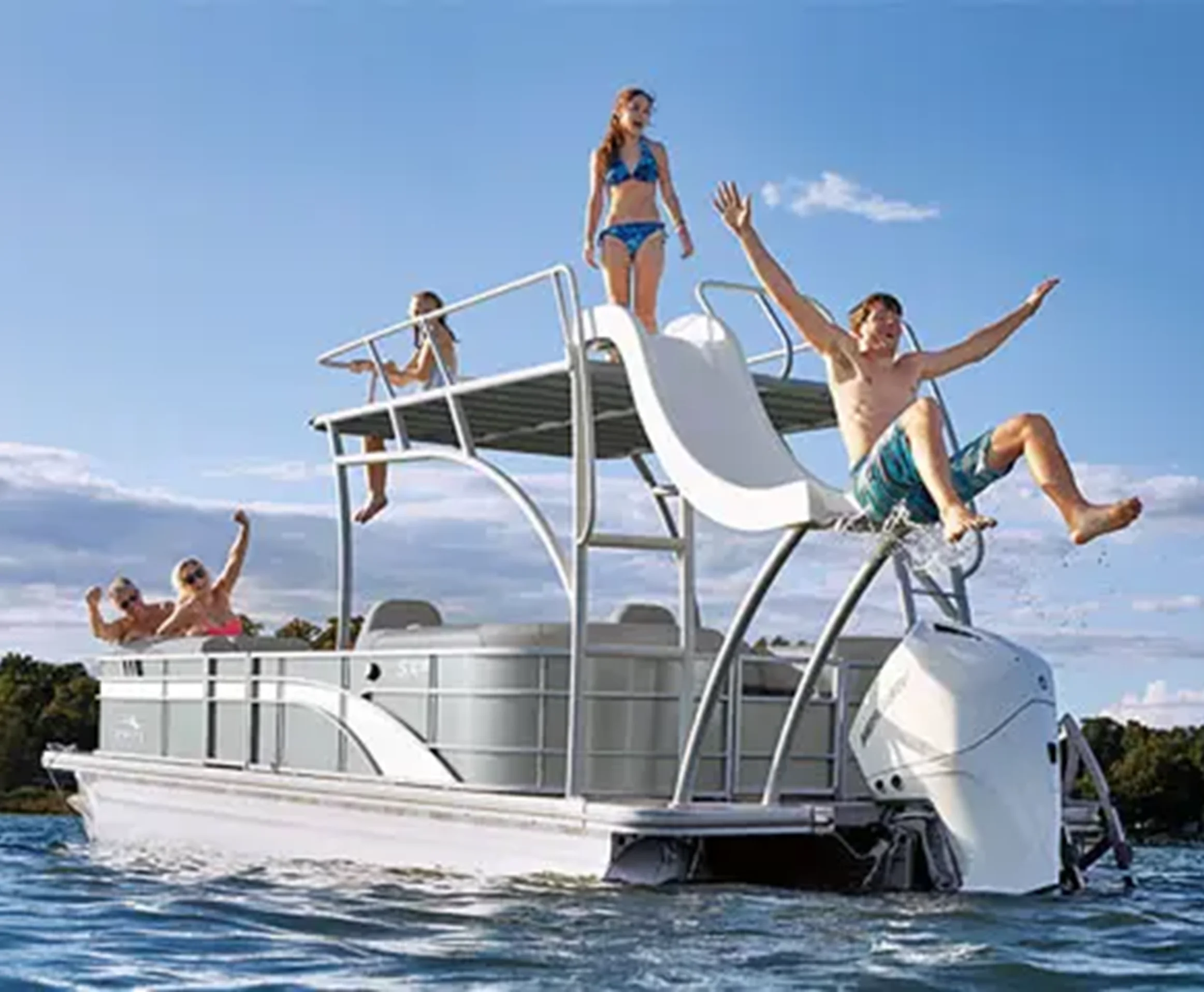 30ft 9m Aluminum Yacht Pontoon Fishing Boat with Outboard Motor for Party Drifting and Fiberglass Hull Combo Set Offered