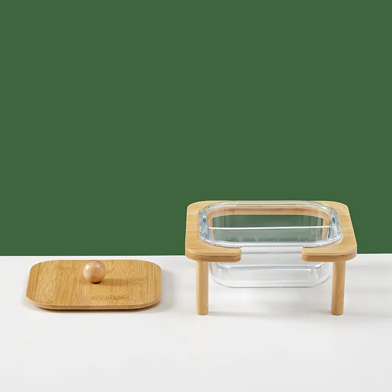 Bamboo glass fruit tray family living room tea table net red snack tray with cover fruit melon seeds peanut candy box