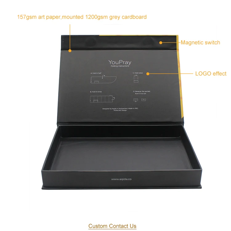custom design logo luxury clothes packaging black paper cardboard boxes with magnetic