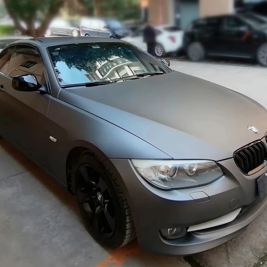 Клей оптовая продажа воздушно-пузырчатая без ПВХ матовая боевая серого цвета автомобильная виниловая пленка