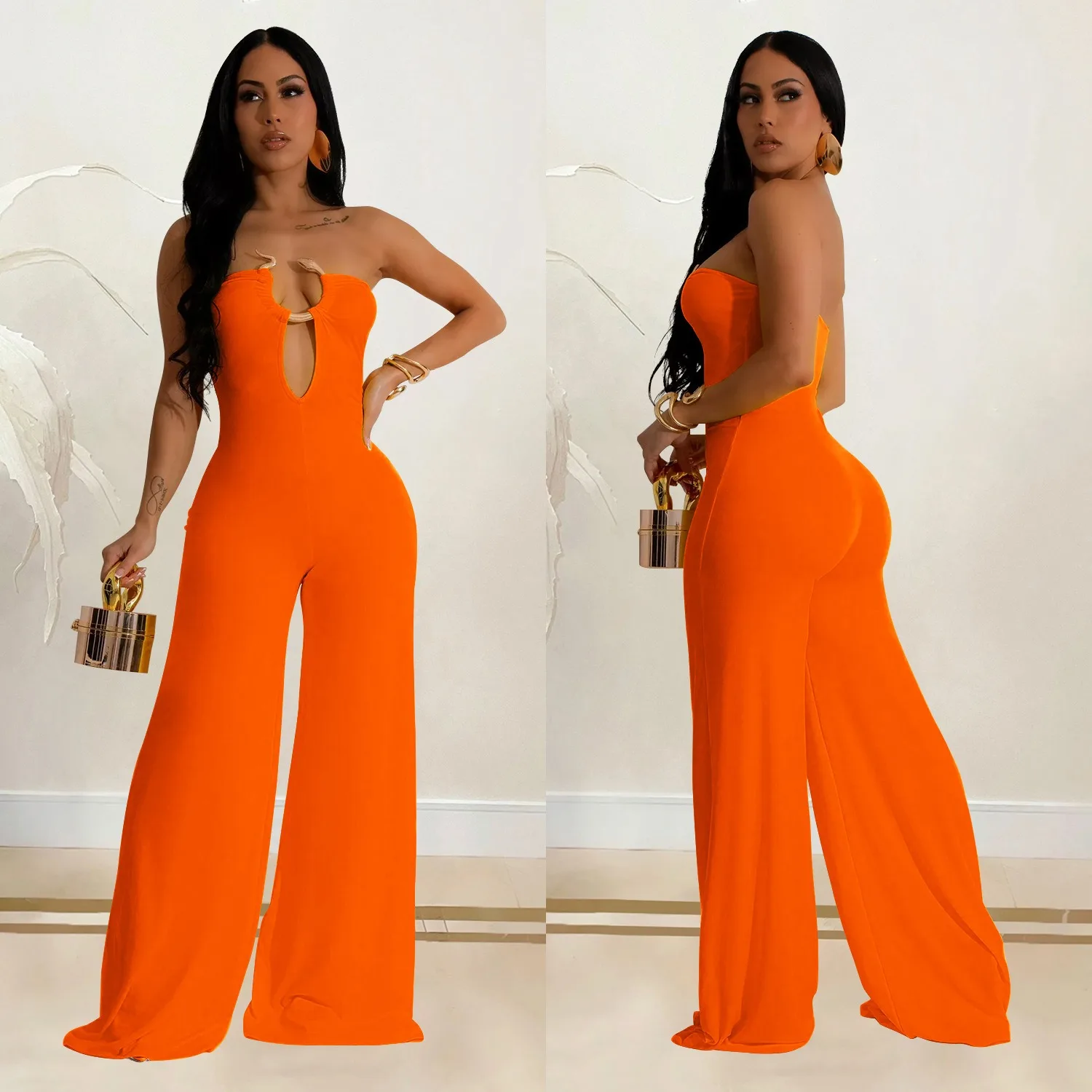 QuiteS 2024 New Summer Women Casual Sleeveless Sexy Ladies Pants Club Party Loose Jumpsuit Chic Playsuit One Piece Suit Romper