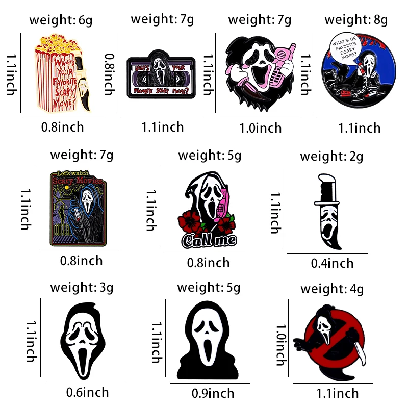 Halloween Badges Horror Pin Brooch Cute Movie Metal Lapel Pins for Backpacks Brooches Fashion Jewelry Accessories Gifts
