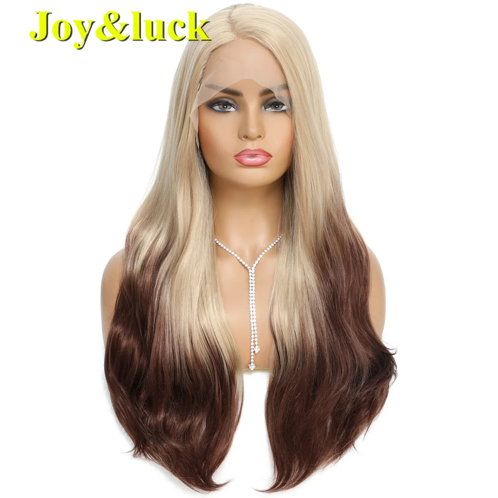 Wholesale Good Quality Lace Front Wig for Women Party Long Natural Wave Ginger Orange Ombre Brown Syntheic Lace Front Wigs