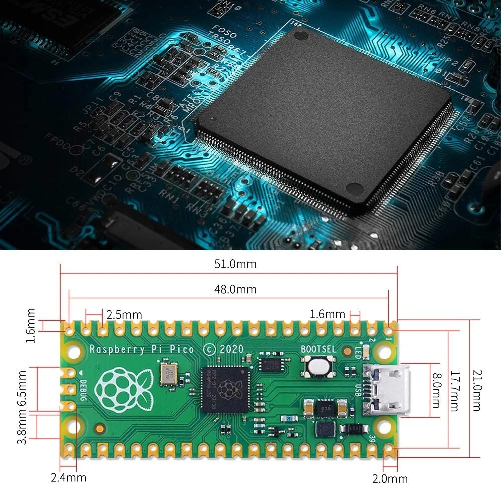 Raspberry Pi Pico Flexible Micro Controller Mini Development Board,Based on The Raspberry Pi RP2040,Dual-Core ARM Cortex M0+ Pro