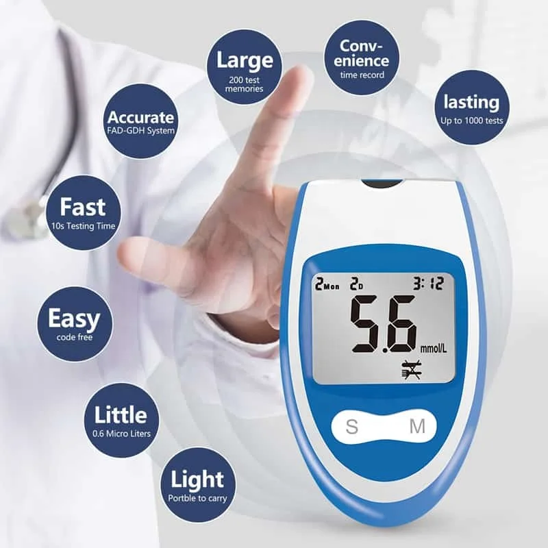 Portable Diabetes Digital Glucometro Hospital Home Medical Blood Sugar Monitor Kit Intelligent Non Invasive Blood Glucose Meter