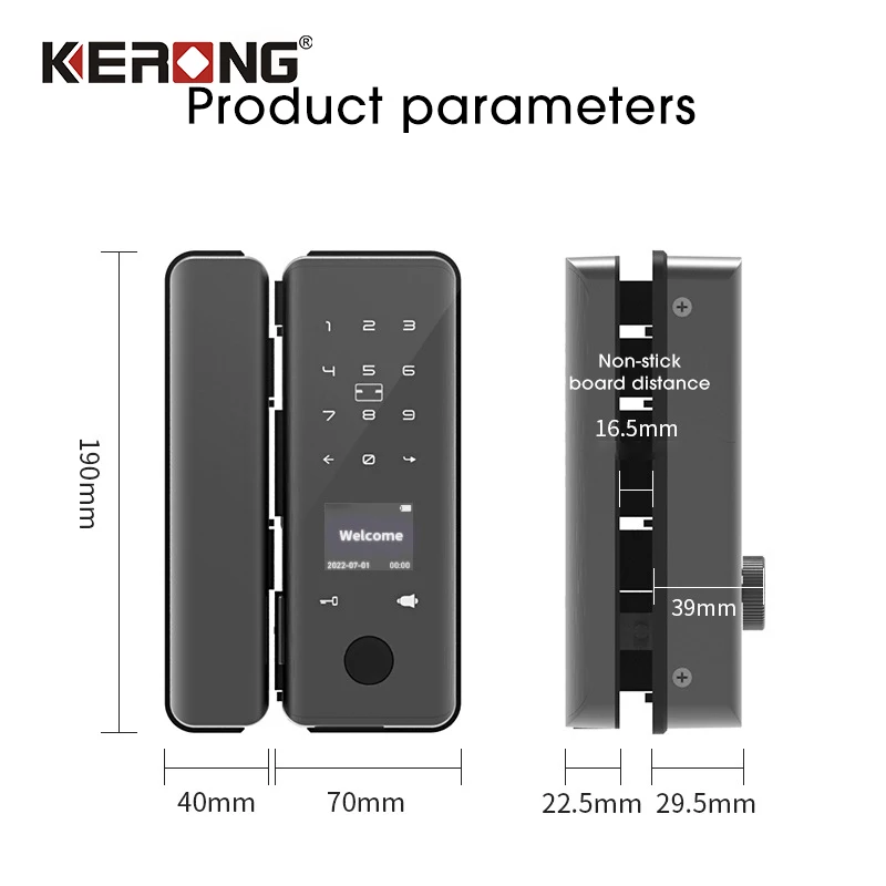 Intelligent Electronic Security Digital Door Lock Fingerprint Smart Locks For Glass Door