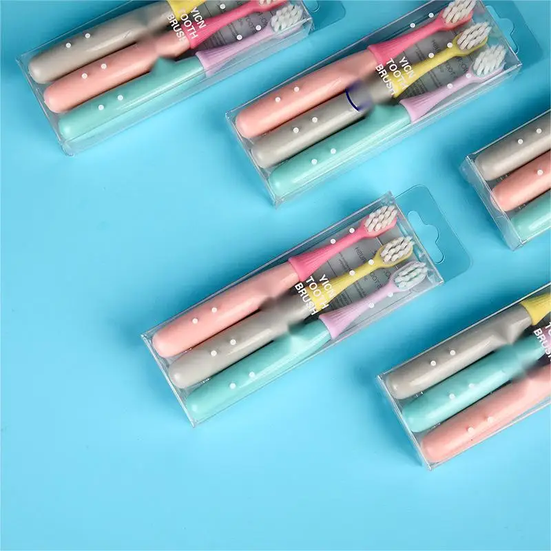 Wholesale Cute gum care disposable crystal box cartoon mushroom kids child 0.15mm PBT soft bristles bathroom home use toothbrush