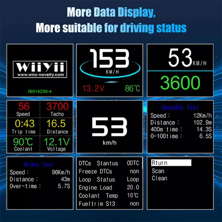 Universal HUD Head-up display P10 Car LCD code meter Speed turbine pressure OBD2 multi-function HUD meter