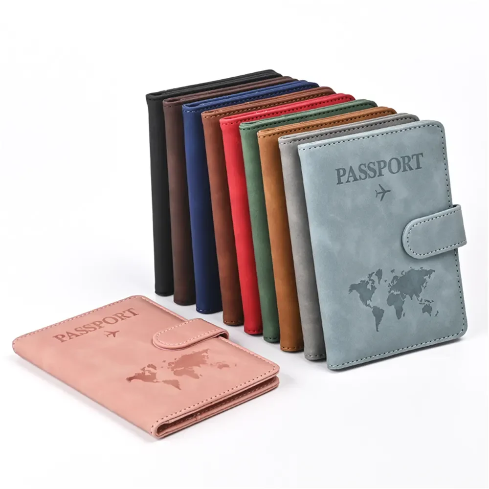 Slim Safe Security Rfid Protection Magnetic Button Travel Passport Holder Fashion Wallets Enough Space and Sim Card Holder