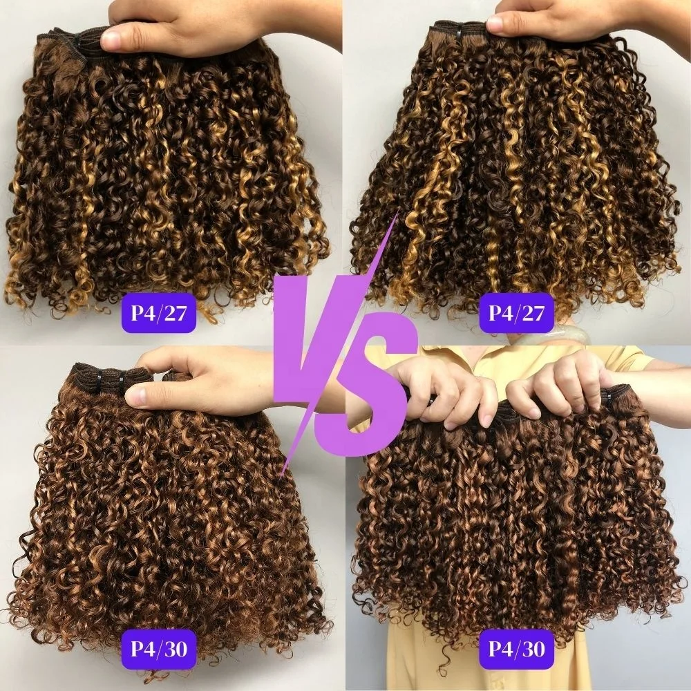 Highlight Color Brazilian Virgin Cuticle Aligned Pissy Curls Hair Extension,Super Double Drawn Pixie Curl Human Hair Bundles