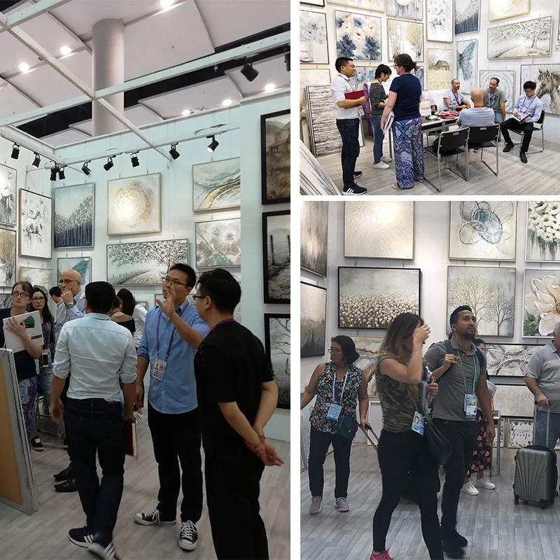 Factory Decorative Painting Spring Trees Abstract Watercolor Artwork Hanging in Living Room