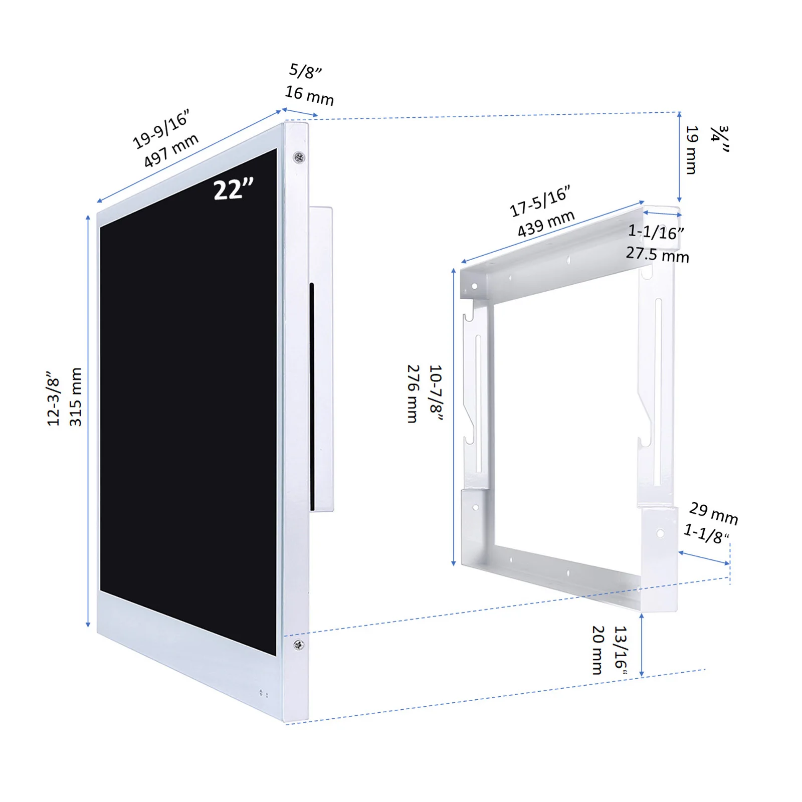 22inch Smart Android 9.0 IP66 Waterproof Bathroom TV Stylish White Design 1080P Full HD with Built-in Wi-Fi, Integrated Speakers