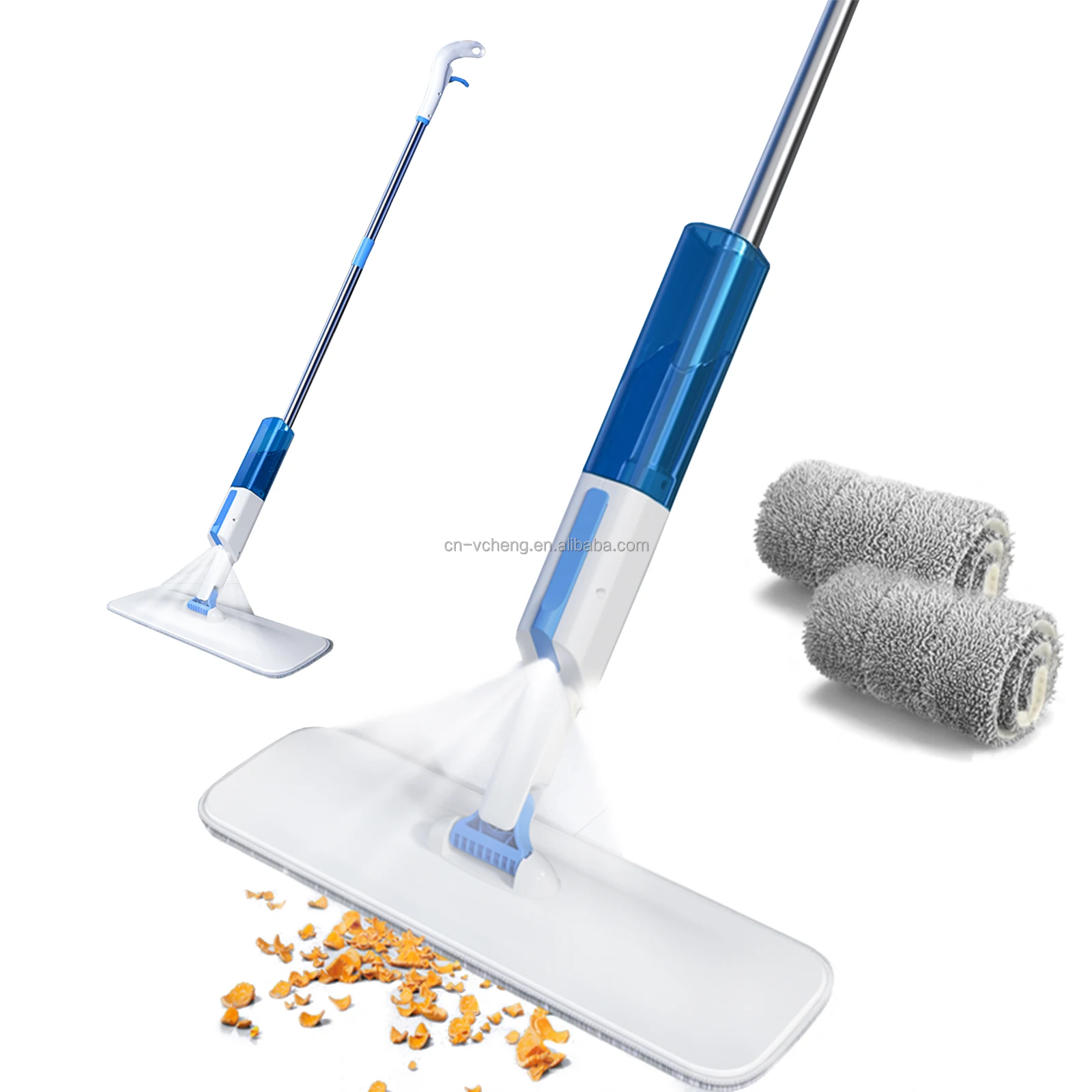 
Household 3 Section Stainless Steel Handle Easy Cleaning White Microfiber Magic Flat Water Spray Mop 