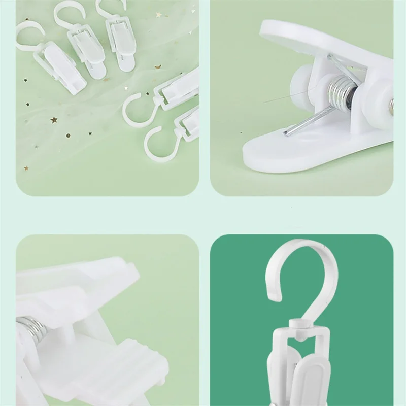 Laundry Hooks with Clips Super Plastic Home Travel Swivel Hanging Hanger Closet Organizer Clamps Socks Boot Bras Towels Hook