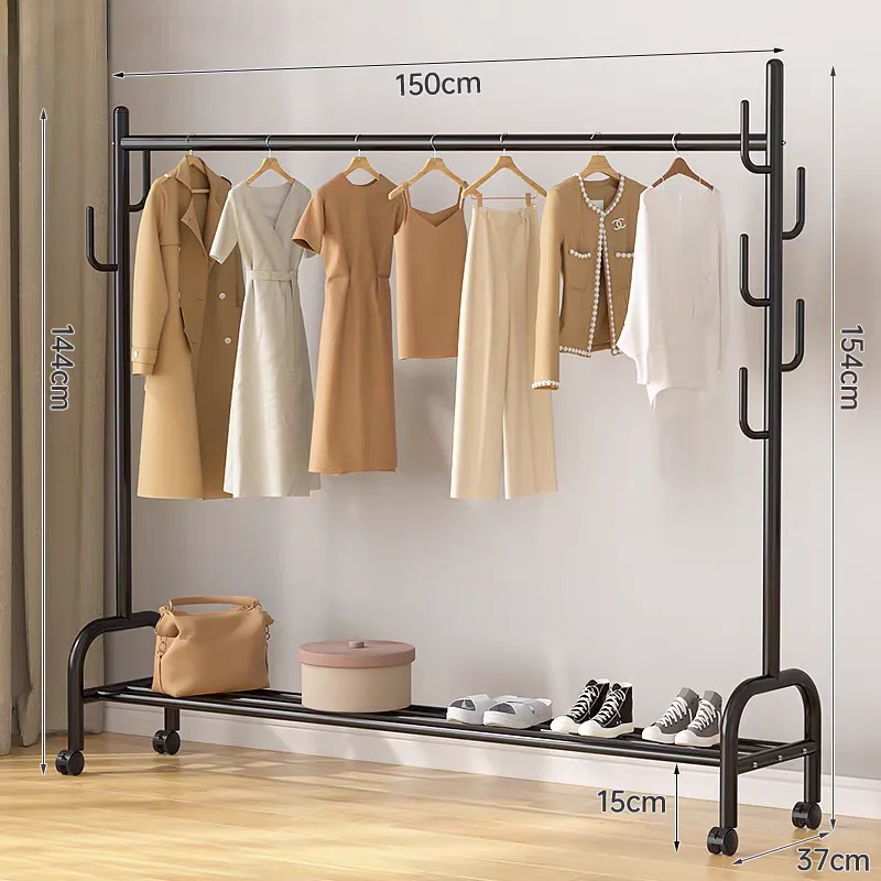 Multifunctional Free Standing Tree Hanging Bag Hat Jacket Umbrella Coat Rack White Metal Clothes Hanger Stand With Wheels