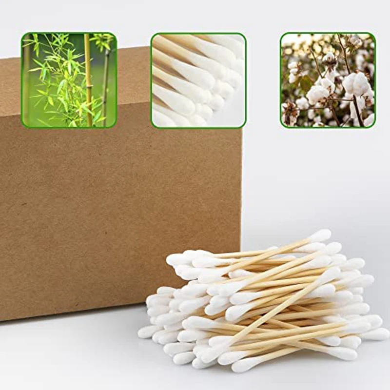 Disposable Micro Cotton Swab Wooden Cotton Swab With Sharp Tip Wooden Eyeliner brush