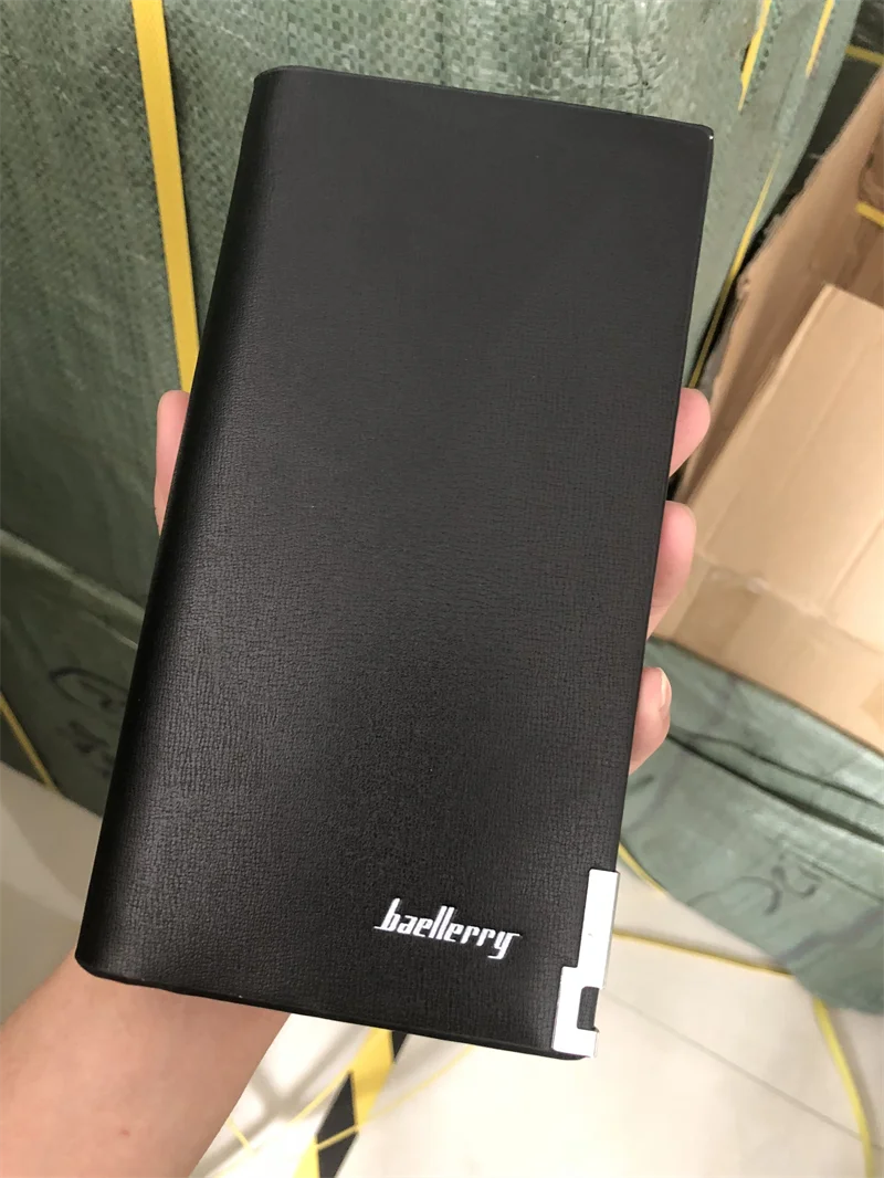 Cheap baellerry brand multi function long zipper leather clutch wallet men