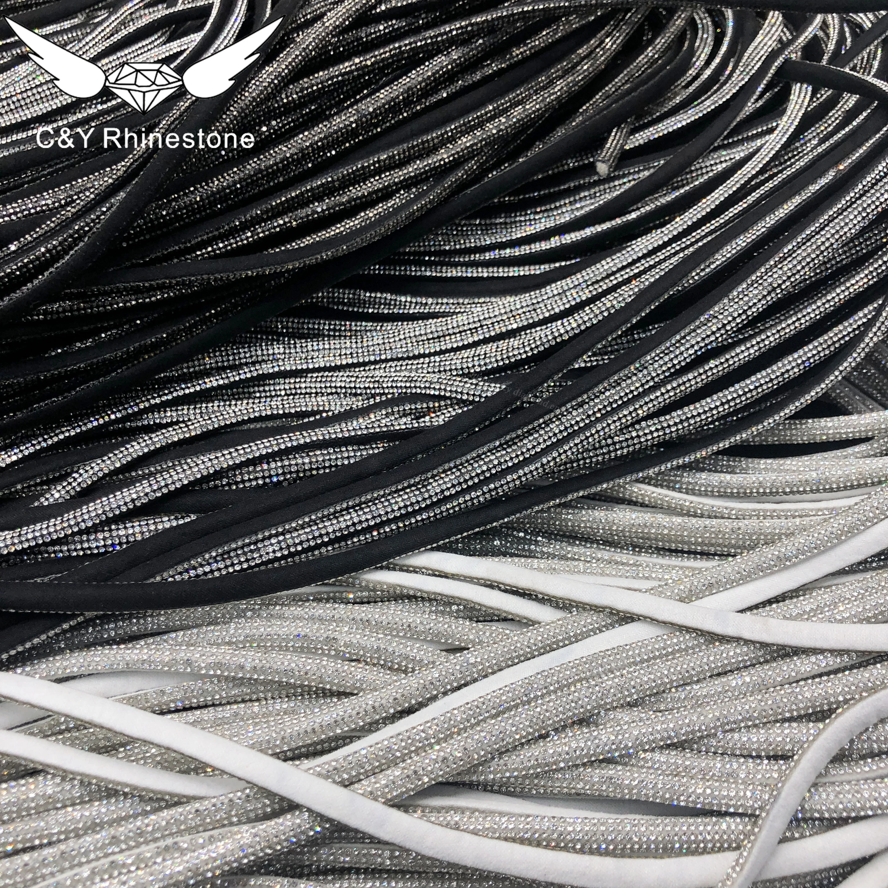 CY  6mm Luxury Crystal Diamond Rope Tube For Hoodies Shoelace Crystal Rhinestone Cord