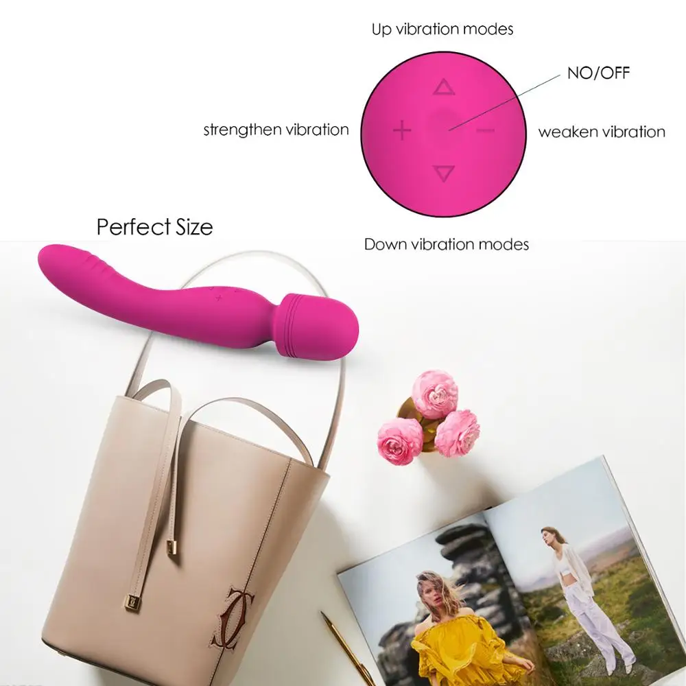 5 Frequency and 5 Speed Waterproof Silicone Vibe Double head Wand Massager Vibrator