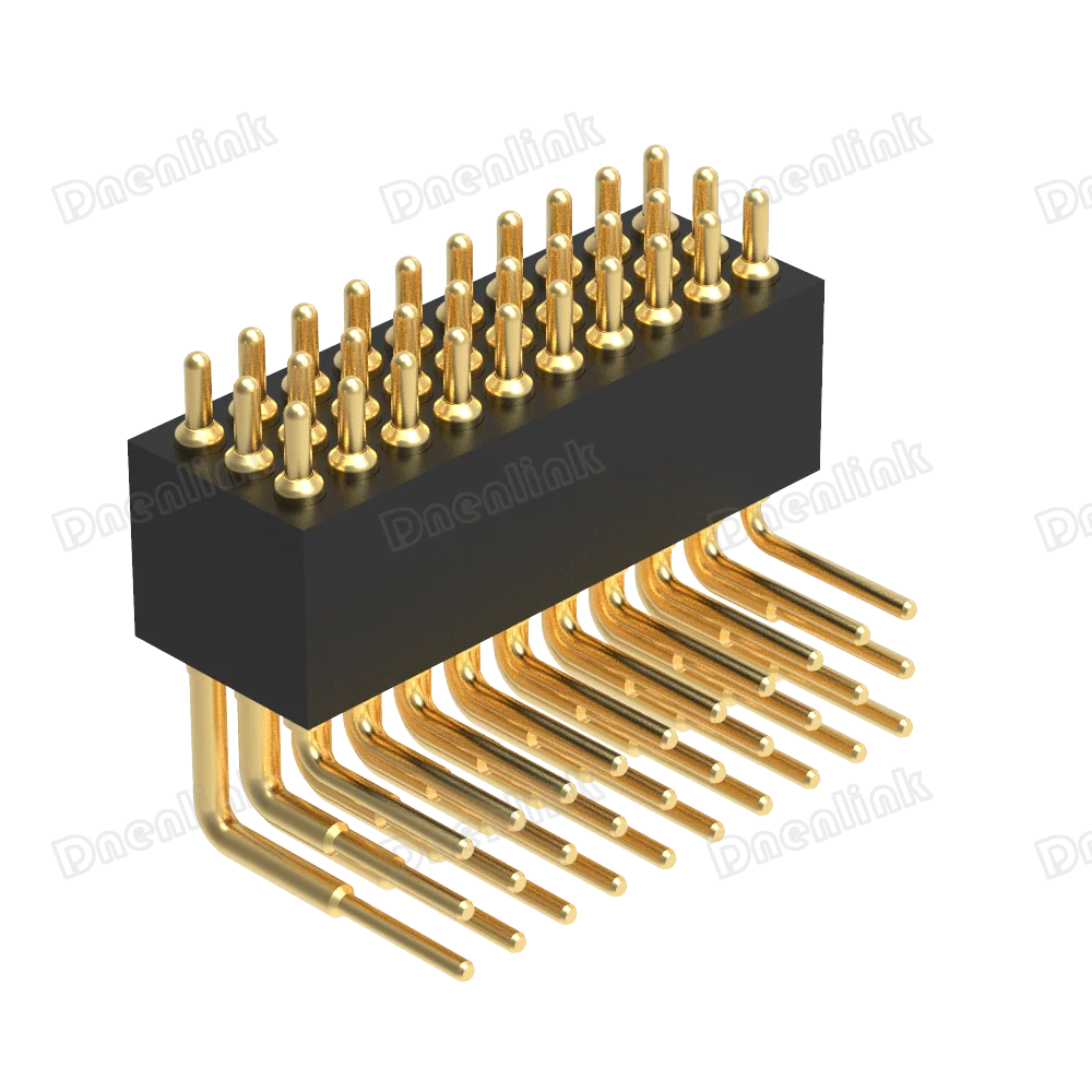 Dnenlink 1.27mm pitch Three Row H4.0mm Right Angle DIP Male Pogo Pin Connector for PCB