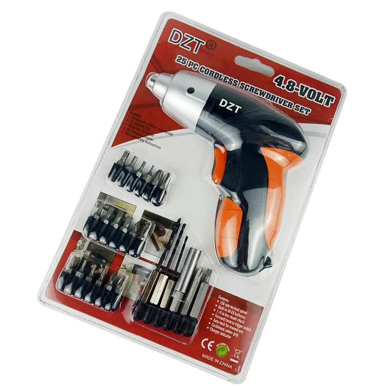 Set of 25pcs 4.8V Lithium Power Cordless Screw drivers Rechargeable Electric Hand Drill With Bits Mini Electric Screwdriver Kit