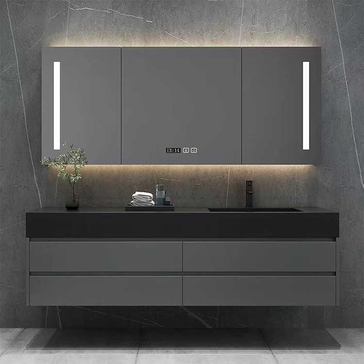 SANTOPOVA modern waterproof single his and hers dubai with sink left chinese design complete black wall hung bathroom vanity