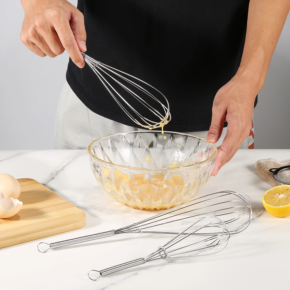 Stainless Steel Wire Egg Whisk Eco-Friendly Manual Kitchen Tool for Cooking Baking and Milk Household Plastic Beater