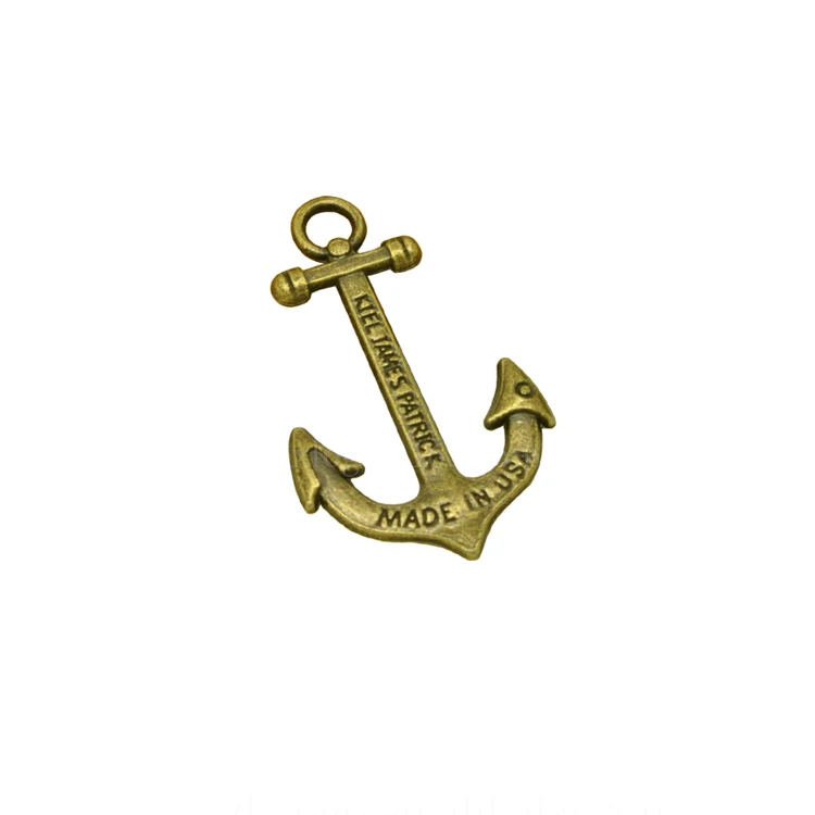 custom antique gold handmade metal anchor crafts engraving gold pin badges metal boat anchor keychains