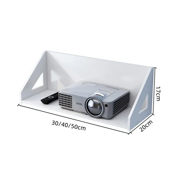 Projector Wall Mount Floating Wall Shelves Without Holes White Single Tier 50*20*17cm Living Room Storage Decorative Shelf