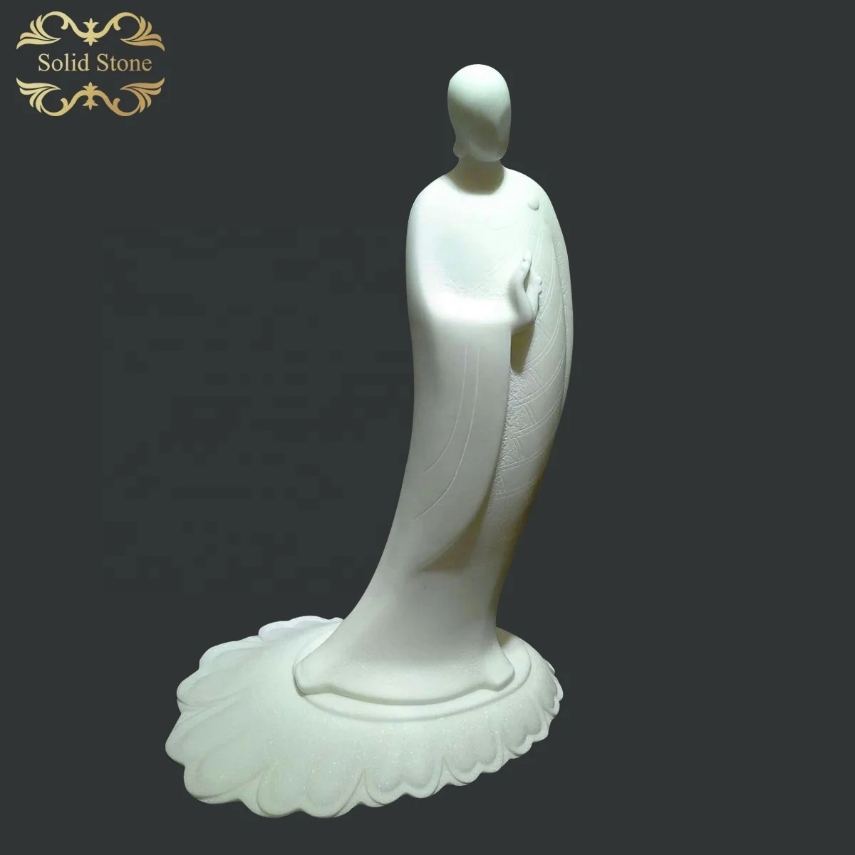 Low price sales High end Hand carved pure white marble indoor decorative peaceful Buddha abstract statue