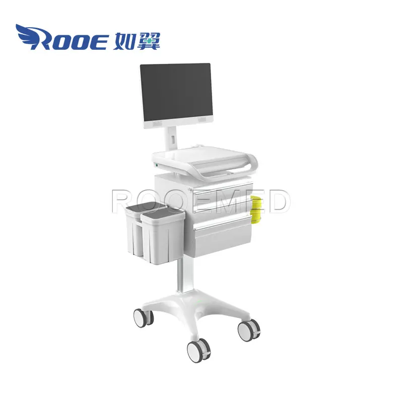Newest Medical Furniture BWT-007 Mobile Hospital Computer Workstation Trolley for Sickroom Rounds