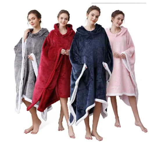 OEM High Quality Sherpa Blanket Poncho Sherpa Fleece Blanket Super Soft Warm