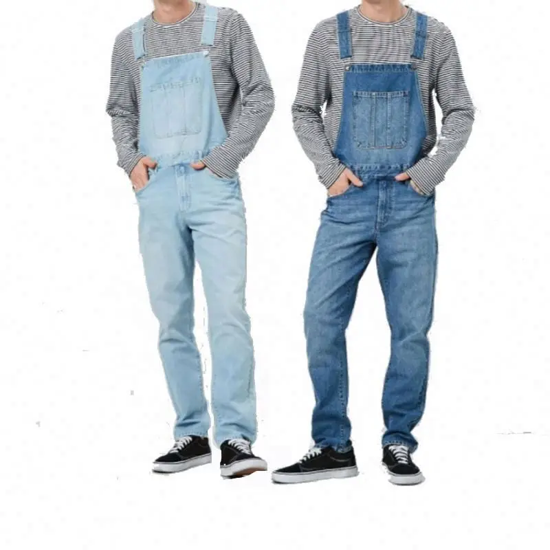 Custom-DK0037 Casual fashion winter 2021 pockets straight overall jeans jumpsuit denim men cotton jeans with zipper overalls for men
