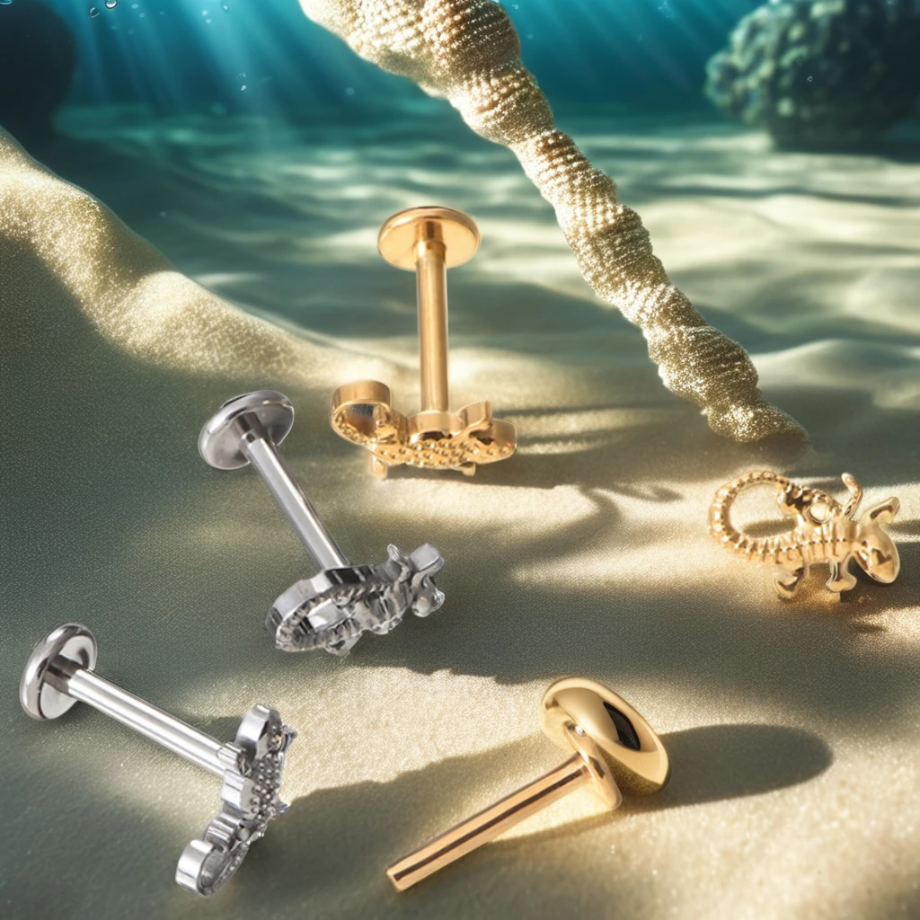 Fuxuan  Implant Titanium Threaded Fish End Nose Body Jewelry Helix Tragus Cartilage Piercing Earrings Wholesale