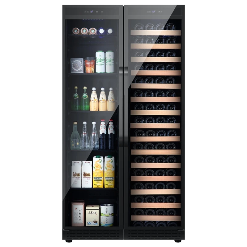 Hot selling compressor portable large wine and beverage cooler double door wine cooler refrigerator with light