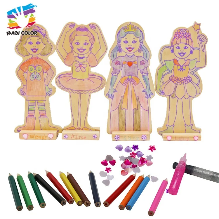 Ready To Ship coloful kids painting wooden diy toys with low price W03A078