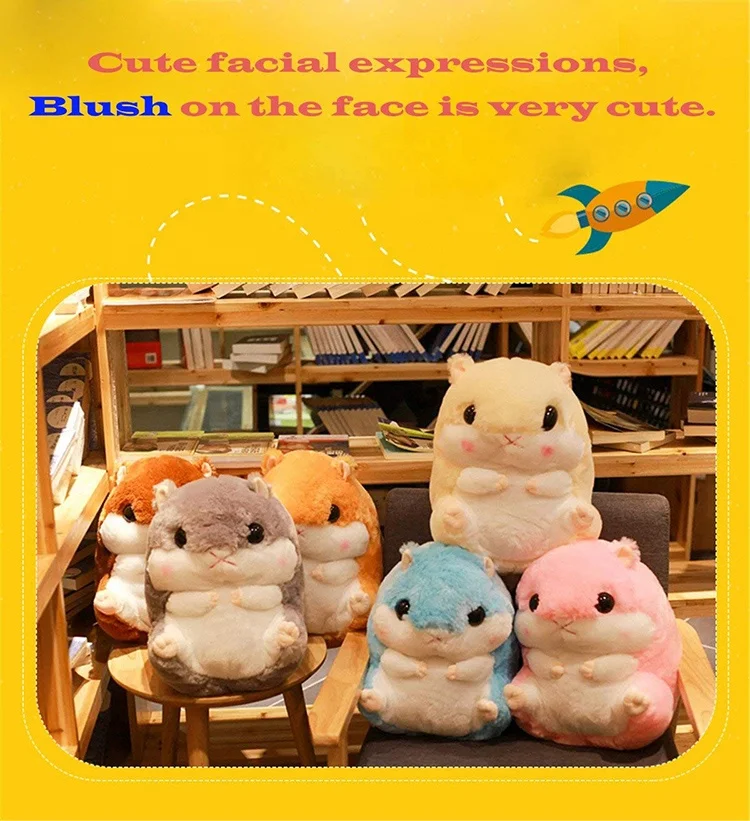 
Amazon Hot Cute Cartoon Hamster Shape Hand Warm Reversible Pillows Blankets Dolls 