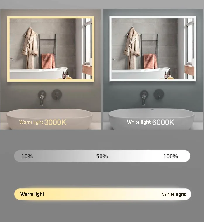 Wifi control black mirror tv show with light anti-fog sensor led light wall-mounted bathroom mirror