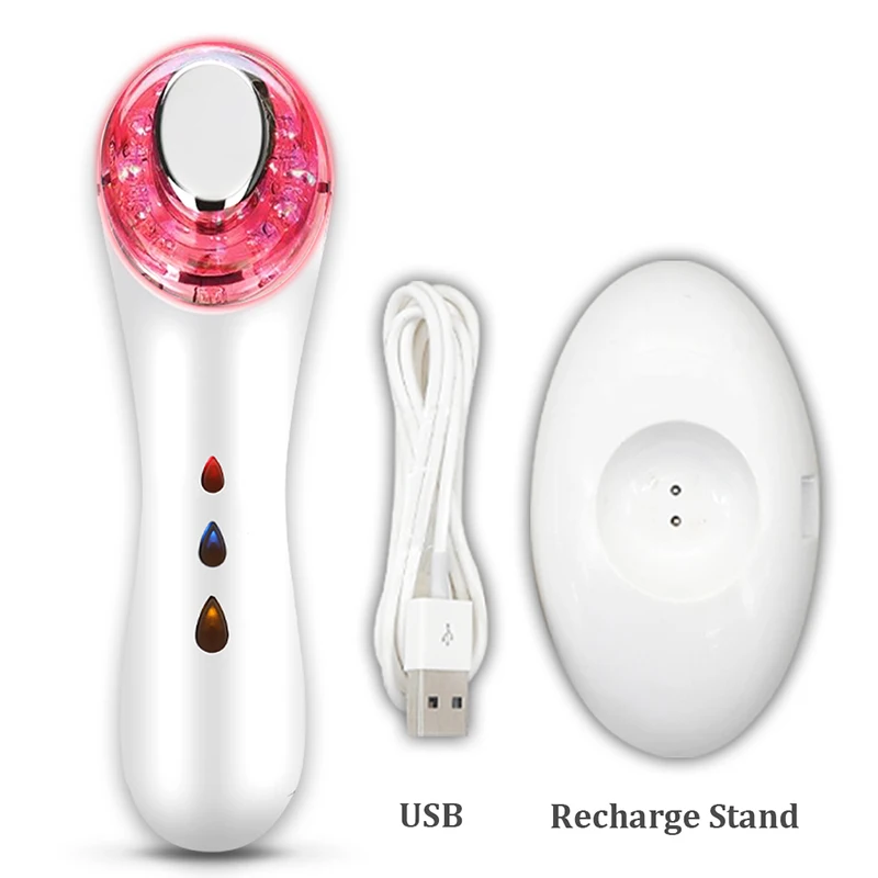 Home Use Wireless Photon Skin Multifunctional Massager Skin Tightening Ems RF Anti Aging red led light therapy facial device