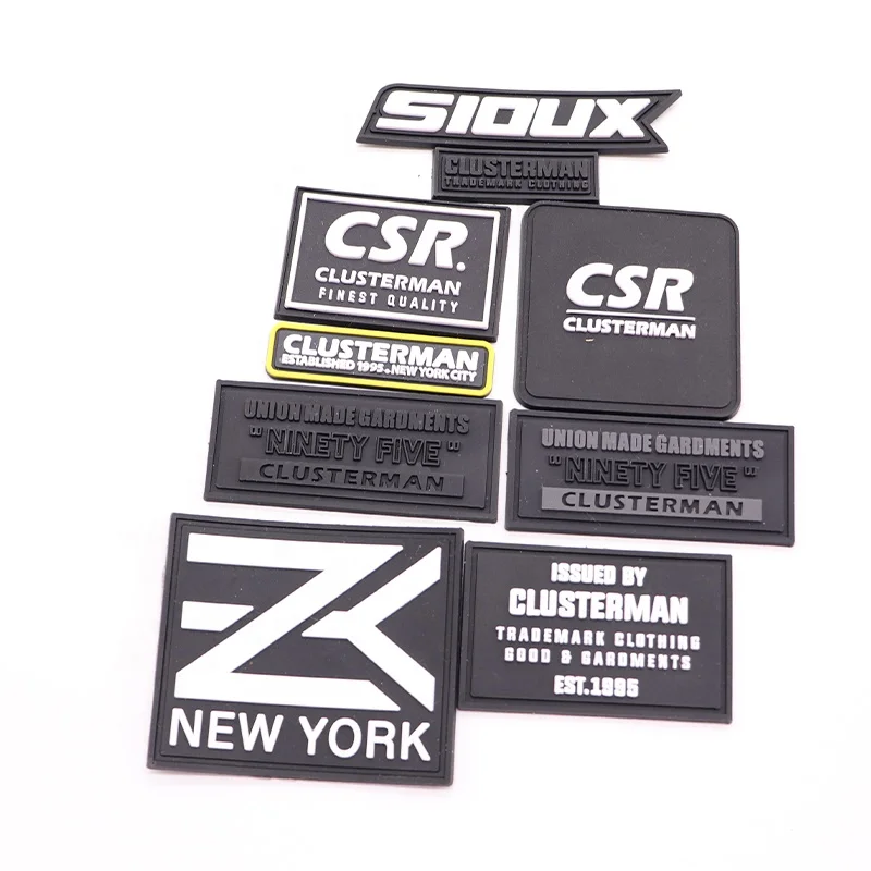 Custom Rubber Patches Manufacturer DIY Embossed Silicone Garment Label 3D Soft Pvc Patch