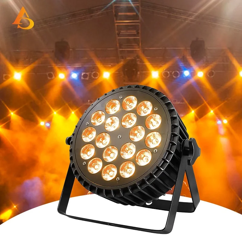 Full Color DMX Control 18x15w RGBWA 5in1 Colorful Flat Par  Led Stage Light