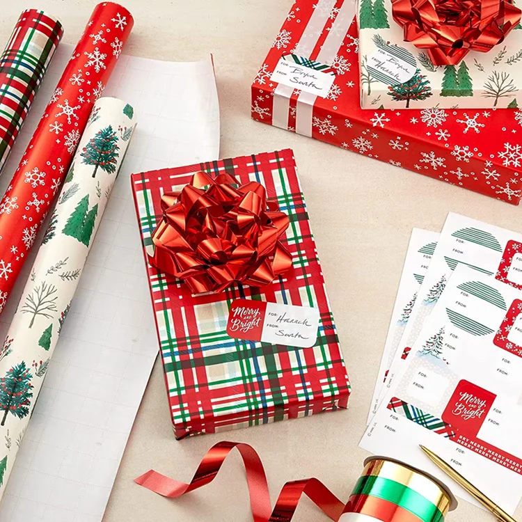 Custom Gift Wrapping Paper Roll Christmas Gift Wrapping Paper For Packaging