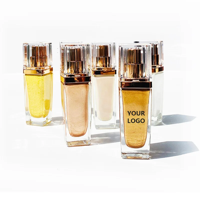 30ml Customized  Body Highlighter Glitter 7 colors shimmer liquid face body oil highlighter vegan makeup